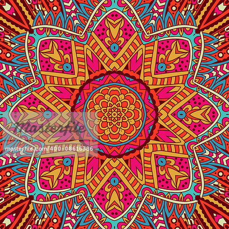 Abstract Tribal vintage ethnic seamless pattern ornamental. Floral doodle doily mandala frame