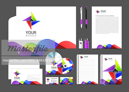 item set of corporate identity for your business including color abstract logo.