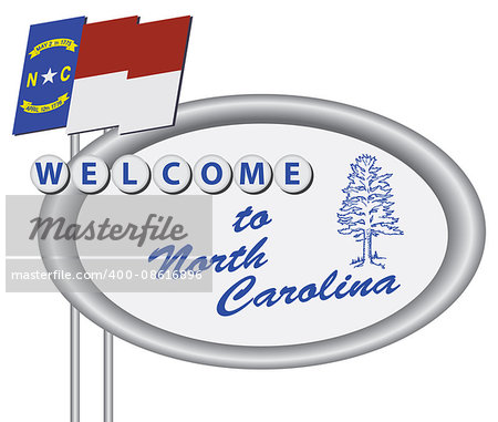 Welcome to North Carolina - road character of the state. Vector illustration.