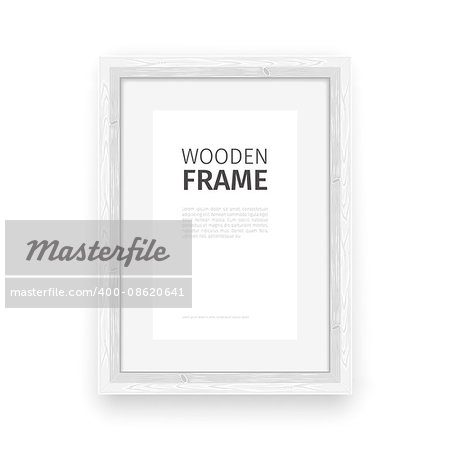 Wooden rectangle frame white. Clipping paths included.