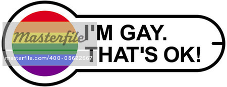 GAY OK Sticker with Gay Pride Rainbow Flag. Isolated illustration on white background.