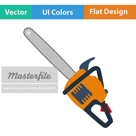 Flat design icon of chain saw in ui colors. Vector illustration.