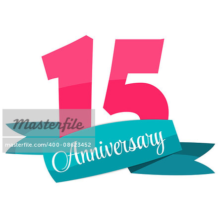 Cute Template 15 Years Anniversary Sign Vector Illustration EPS10