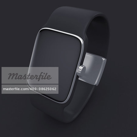 3d illustration of digital smart watch of black color