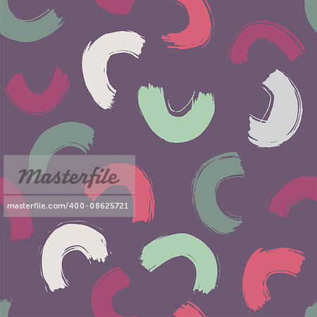 Modern grunge pattern, vector seamless thick brushstrokes pattern in trendy colors, hipster background, grunge curves