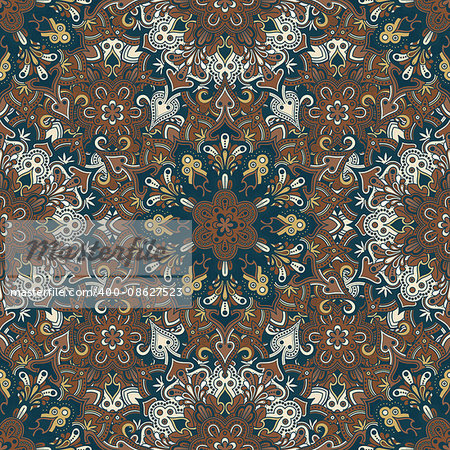 Boho style flower seamless pattern. Tiled mandala design, best for print fabric or papper and more.