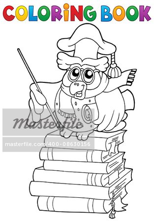 Coloring book owl teacher theme 2 - eps10 vector illustration.