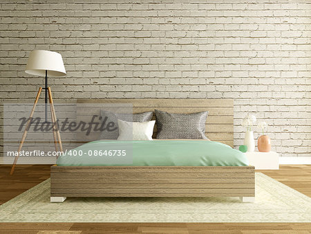bedroom design, 3d render, modern room, loft