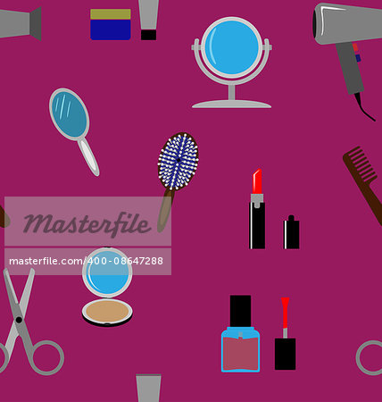 Seamless vector pattern made of icons representing beauty and spa concepts