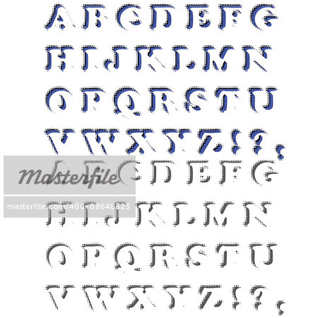 Alphabet Isolated on White Background. Set of  Letters. Halftone Alphabet