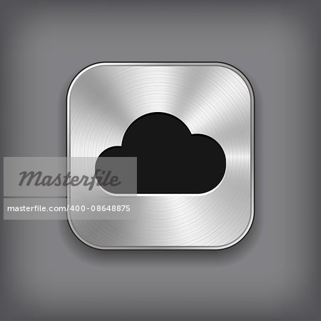 Cloud computing icon - vector metal app button with shadow
