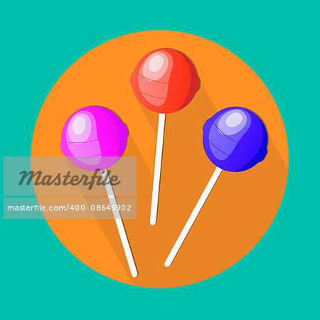 Lollipop candy, icon, flat design. vector illustration