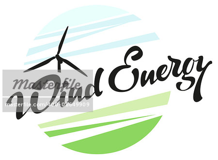 Wind Energy. Lettering text. Illustration in vector format