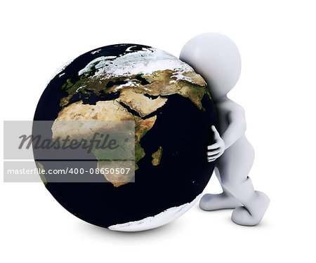 3D Render of Man embracing the world