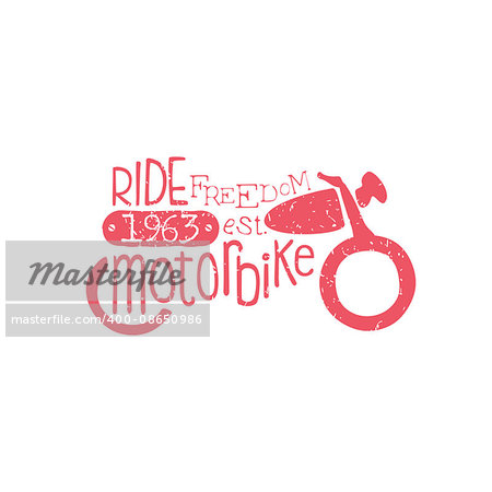 Ride Motorbike Red Vintage Emblem. Monochrome Vector Design Labels On White Background