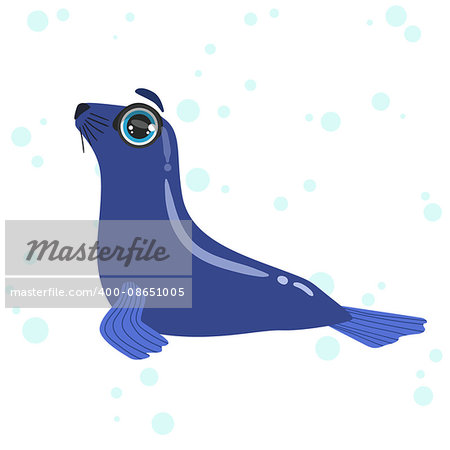 Seal Bright Color Cartoon Style Vector Illustration Isolated On White Background