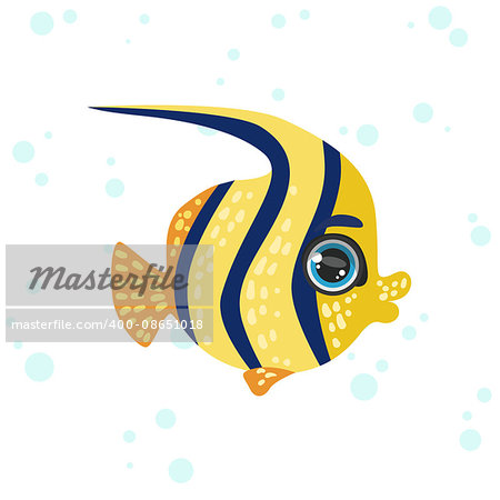 Butterfly Fish Bright Color Cartoon Style Vector Illustration Isolated On White Background