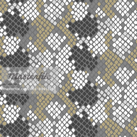 Python skin seamless vector texture. Gray and gold tone colors snake pattern ornament for textile fabric. Artificial reptile python leather pattern.