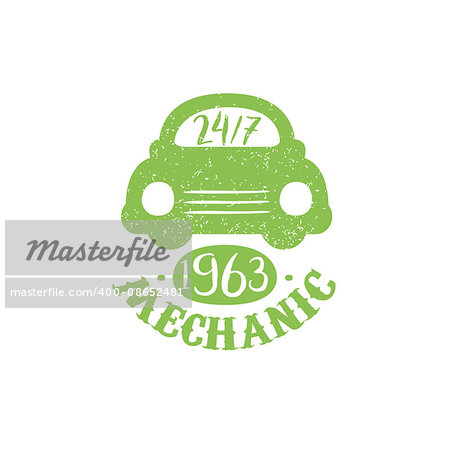 Mechanic Green Vintage Stamp Classic Cool Vector Design With Text Elements On White Background