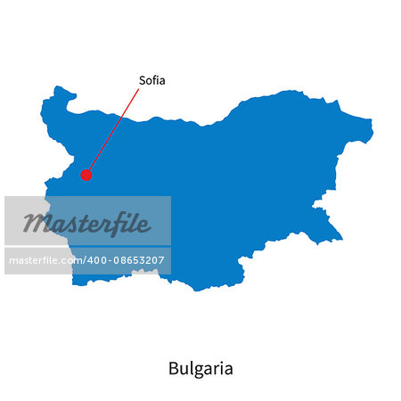 Detailed vector map of Bulgaria and capital city Sofia