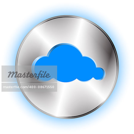 Cloud futuristic icon. Technological background with cloud button and cloud shape cut off. Vector illustration