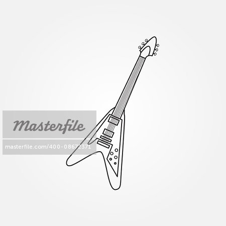 Silhouette of an electric bass guitar on white background