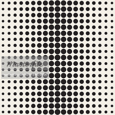 Vector Seamless Black and White Circle Gradient Halftone Pattern. Abstract Geometric Background Design