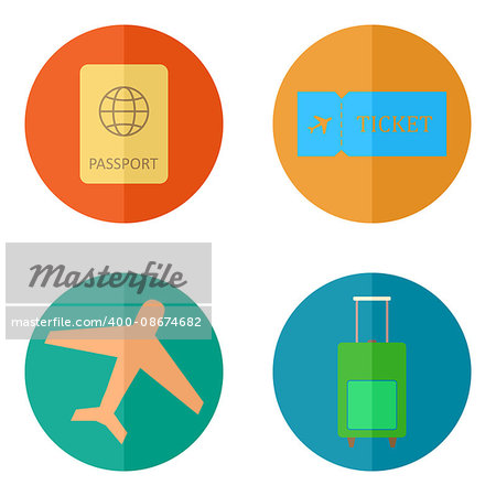 Simple summer and travel icons set vector