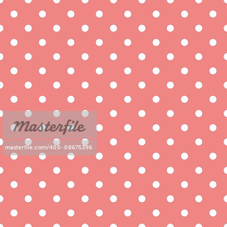 Seamless vector pattern with white polka dots on tile pastel pink background