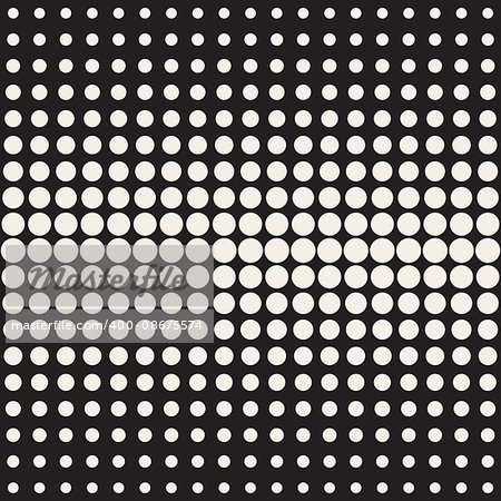 Vector Seamless Black and White Circle Gradient Halftone Pattern. Abstract Geometric Background Design