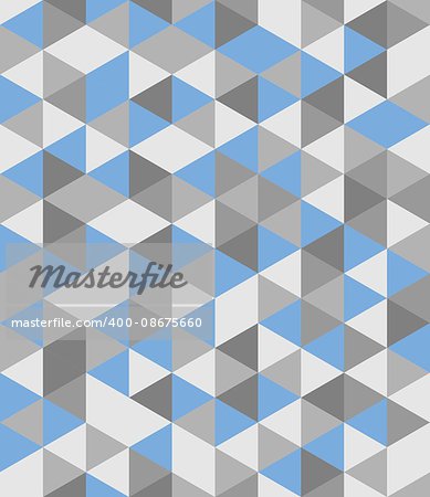 Tile vector background with blue and grey triangle geometric mosaic