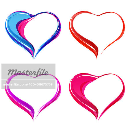 Vector colorful abstract hearts, set heart color