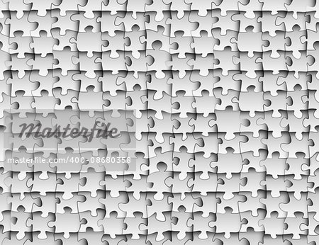 Seamless pattern of black and white paper jigsaw puzzles