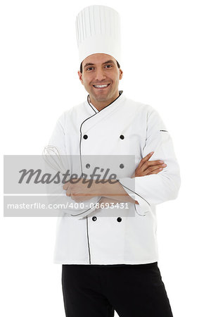 Stock image of male chef isolated on white background