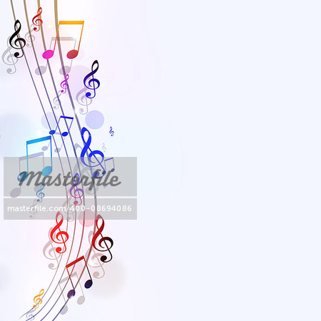 abstract bright background with multicolor music notes