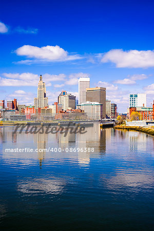 Providence, Rhode Island, USA city skyline on the river.