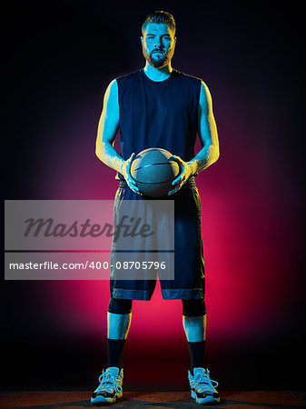 one basketball player man Isolated on black background