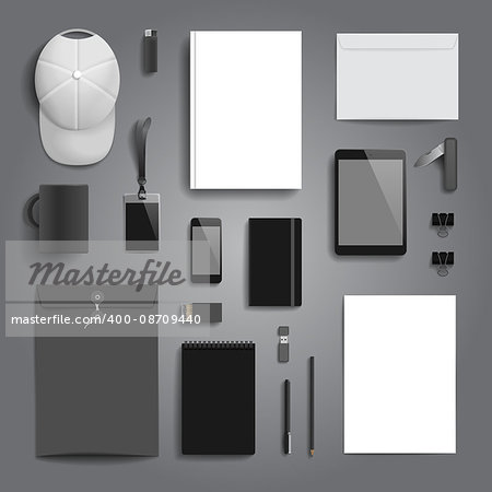 Corporate identity stationery objects mock-up template.