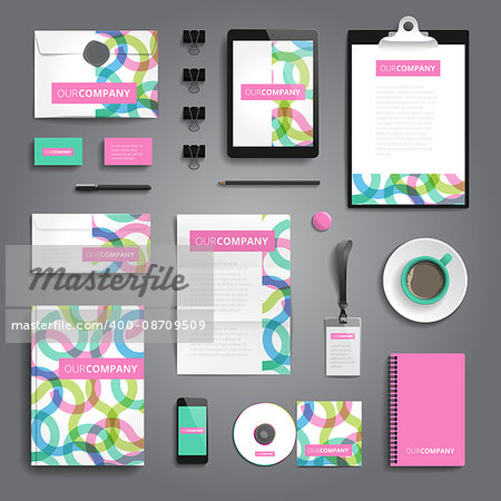 Corporate identity stationery objects print template.