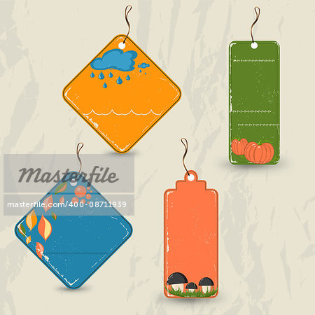 Set of 4 retro autumn tags. Vector illustration eps10