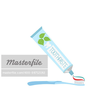 Toothpaste Sqeezed Onto Toothbrush Simple Design Illustration In Cute Fun Cartoon Style Isolated On White Background
