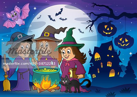 Three witches theme image 8 - eps10 vector illustration.