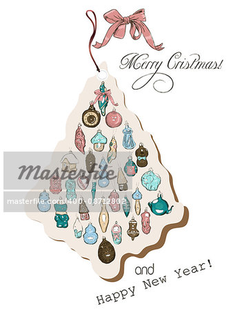 Vintage Christmas card pastel colors. Vector illustration EPS10