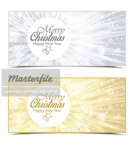 Vector Christmas background, Merry Christmas banners with snow