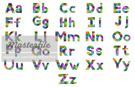 Alphabet, Set of English Letters Signs Uppercase and Lowercase, Stylized Colorful Holiday Firework with Stars and Flares Alphabet, Set of English Letters Signs Uppercase and Lowercase, Stylized Colorful Holiday Firework with Stars and Flares