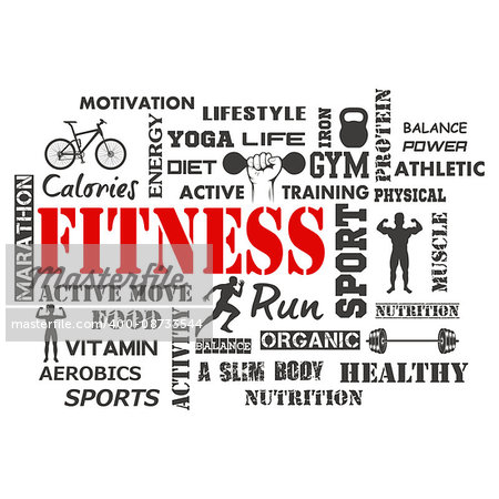 Fitness and Healthy Exercise Word. Vector illustration