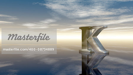 metal uppercase letter k under cloudy sky - 3d rendering metal uppercase letter k under cloudy sky - 3d rendering