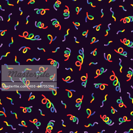 Vector Seamless Multicolor Rainbow Memphis Style Festive Confetti Lines Jumble Pattern
