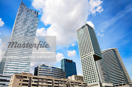 Modern residential and office buildings in the center of a city.