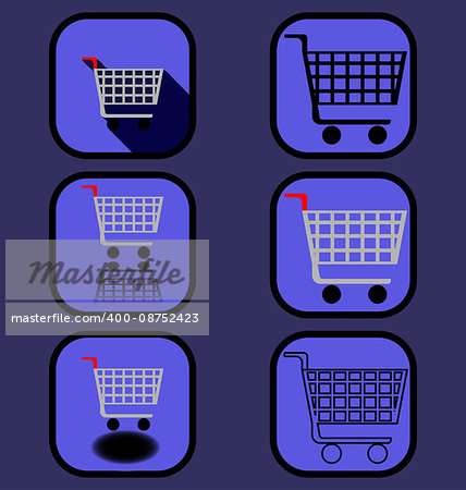 Set of vector icons of supermarket cart images made in various icon styles